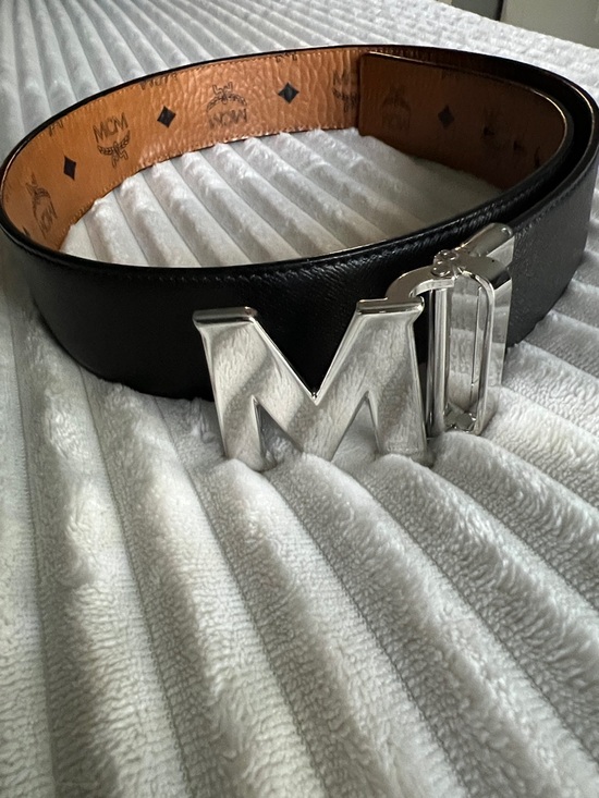 MCM Other - Authentic MCM Black/ Brown reversible Leather Belt with Silver M Logo Buckle
